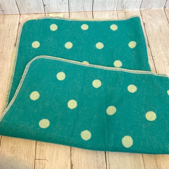 David Fussenegger Teal Blue Polka Dot Reversible Cotton Baby Blanket - Picture 5 of 9